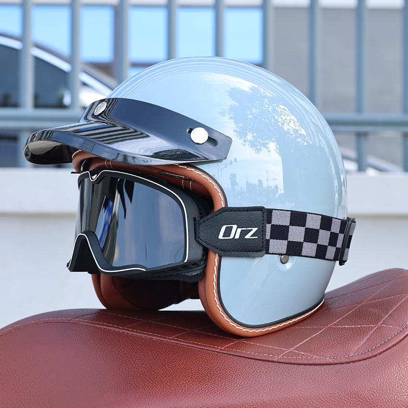 Orz-S68 Retro Motorcycle Helmet DOT Electric Male and Female Half Helmet Scooter Customized 3/4 Helmet for All Seasons