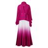 European & American Fashion Pleated Top and Gradient Swing Skirt Two-Piece Set