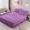 Crystal Velvet Bed Skirt and Pillowcase Three-piece Quilted Thickened Warmth Bed Cover and Bedspread Set