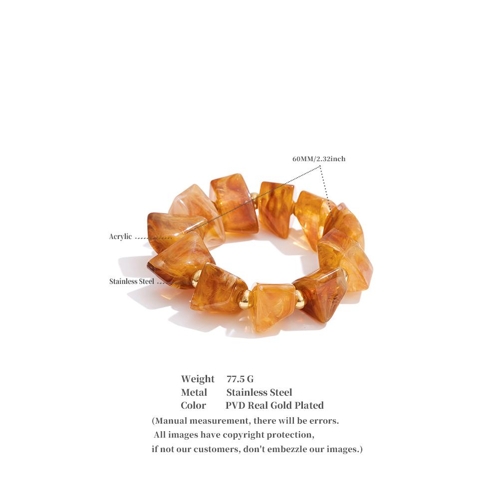 Eetit 2025 Amber Resin Acrylic Geometric Bead Chain Large Bracelet Bangle for Women Hyperbole Waterproof Handmade Europe Jewelry