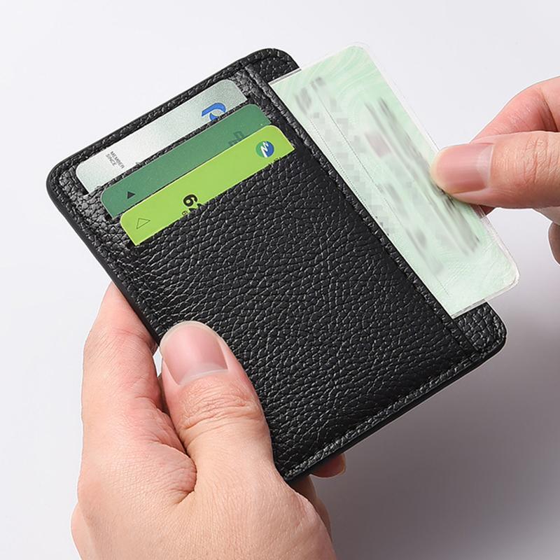 Ultra Thin Pu Leather Credit Card Wallet Minimalist Front Pocket Card Holder for Men Women Multiple Slot Portable Cash Purse