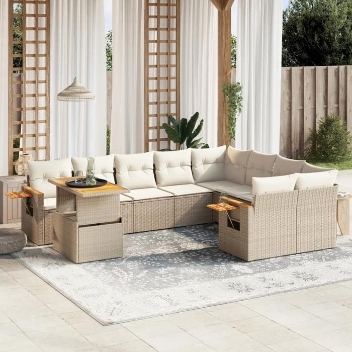 VidaXL Garden Lounge Set with Cushions 12 Pcs, Patio Sofas, Patio Furniture Set, Outdoor Furniture, Beige 3258236