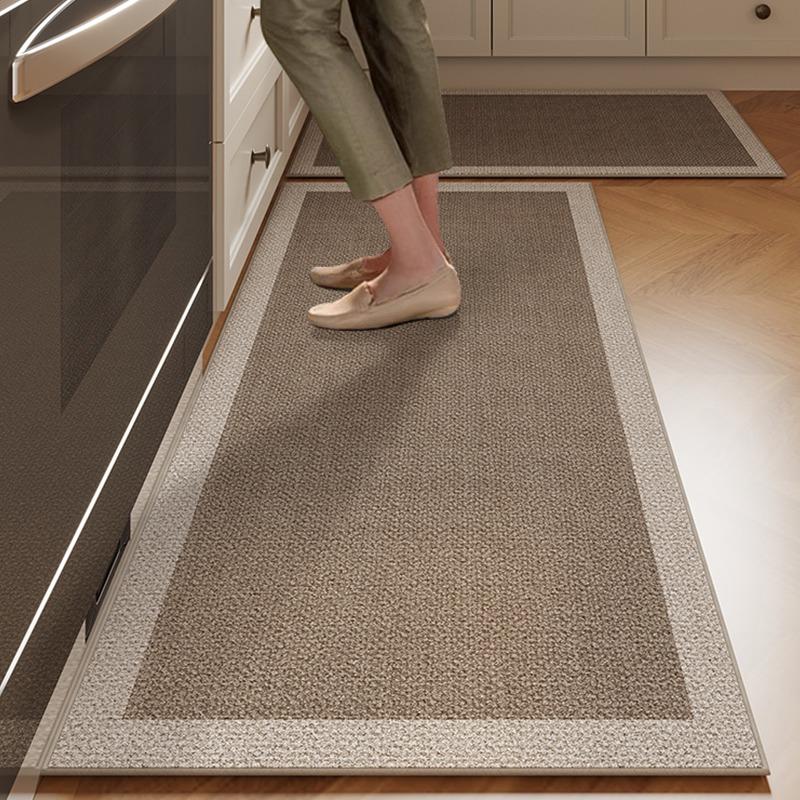Mat For Kitchen Runner Rug Set Water-Absorbing Non-Slip Floor Mats Long Carpet Brown Imitation Linen Home Decoration Rugs