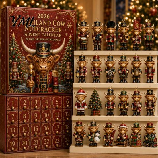 Christmas Advent Calendar 2024 2026 Nutcracker Calendar, 24-Day Acrylic Ornament Set with Classic Holiday Countdown Gift for Kids Soldier Figures,