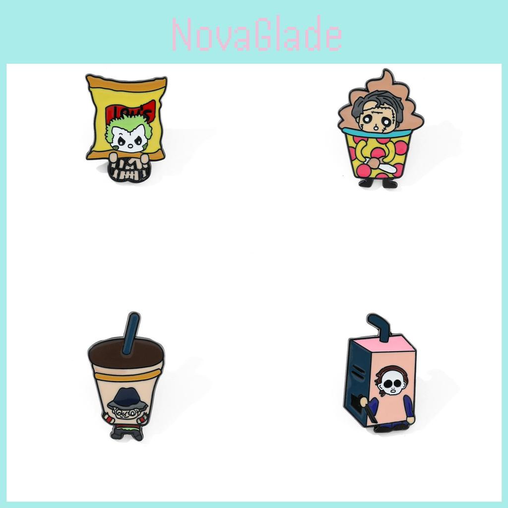 Cartoon Creative Halloween Brooch Horror Movie Character Clown Chainsaw Horror Doll Metal Badge