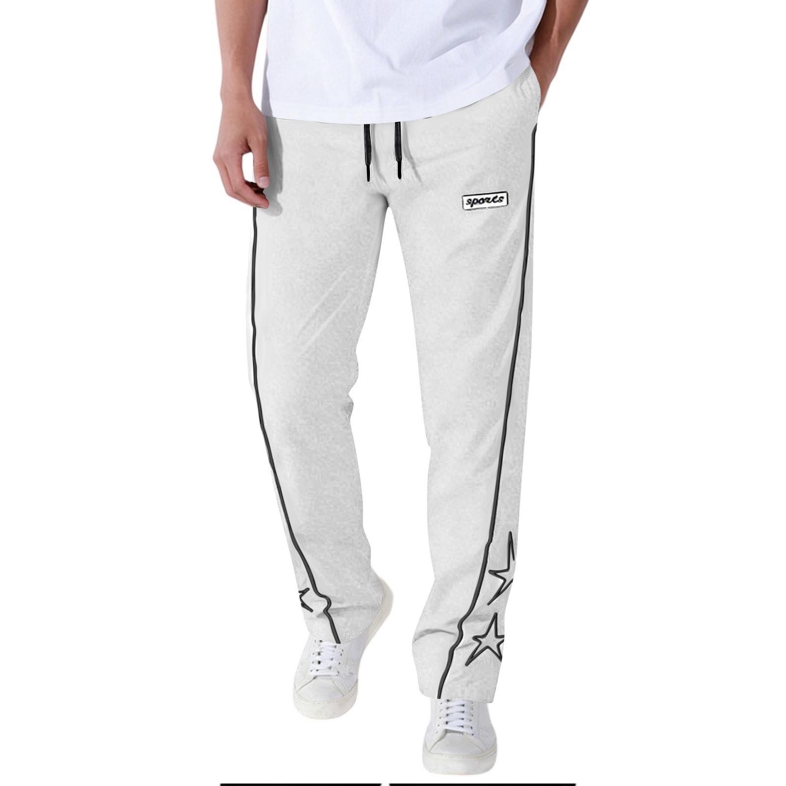 

Men s High-street Sports Sweatpants With Star Embroidery XL білий