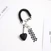 Cartoon Acrylic Cute Checkerboard Car Keychain Key Rings Bag Pendant Anti-Lost