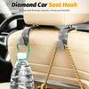 HZEL Bling Car Seat Headrest Hooks, 4PCS Crystal Rhinestone Vehicle Seat Back Hanger Holder for Purses Bag Handbags, Diamond Headrest Storage