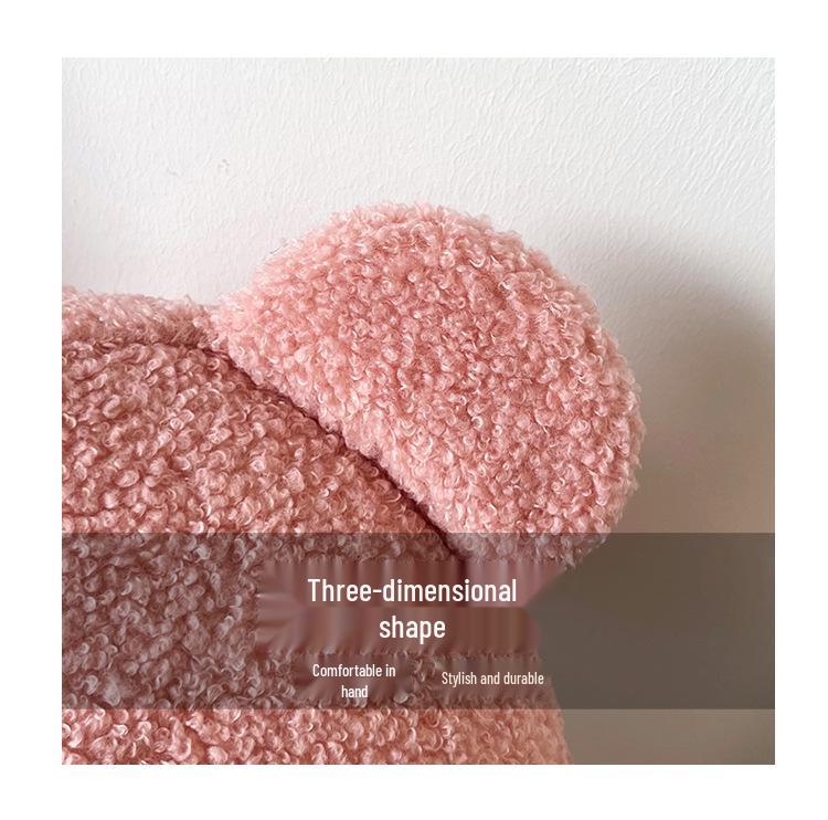 Women's Plush Backpack with Cute Bear Ears - Autumn/Winter Korean-Style Parent-Child Bag for Girls
