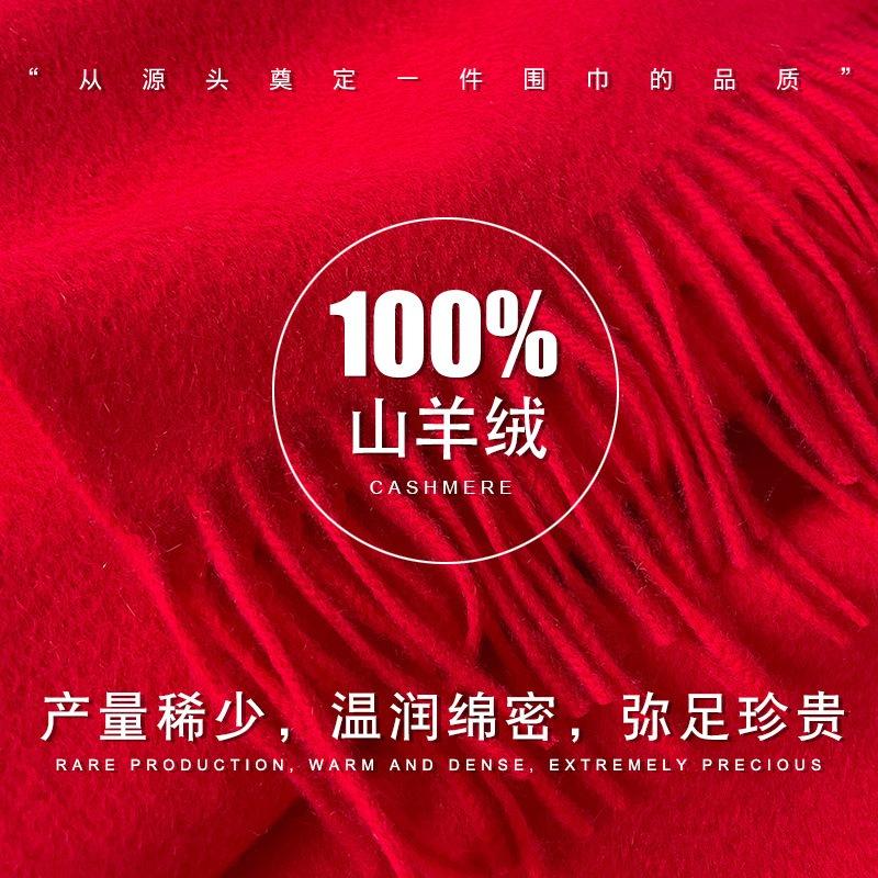 100 Cashmere Scarf Women's Autumn and Winter Versatile Burgundy Scarf Winter Premium Gift