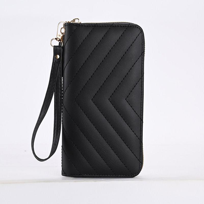 

Men Women Fashion Long Wallets Zipper Coin Purse Vintage Design Card Holder Wallets Unisex Handbags GZW 19.5*10*3cm чёрный