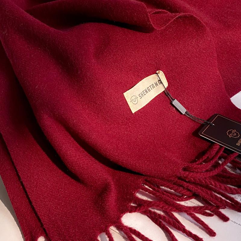 35*200Cm Wool Scarf Luxury Winter Outdoor Warm Women Solid Color Scarves Tassel Shawls Pashmina Lady Wrap Bufanda