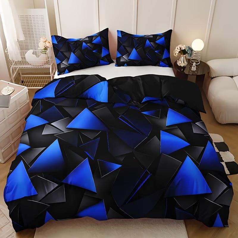 2/3Pcs Breathable Geometric Pattern Duvet Cover Set, All Season Machine Washable Bedding with Pillowcases