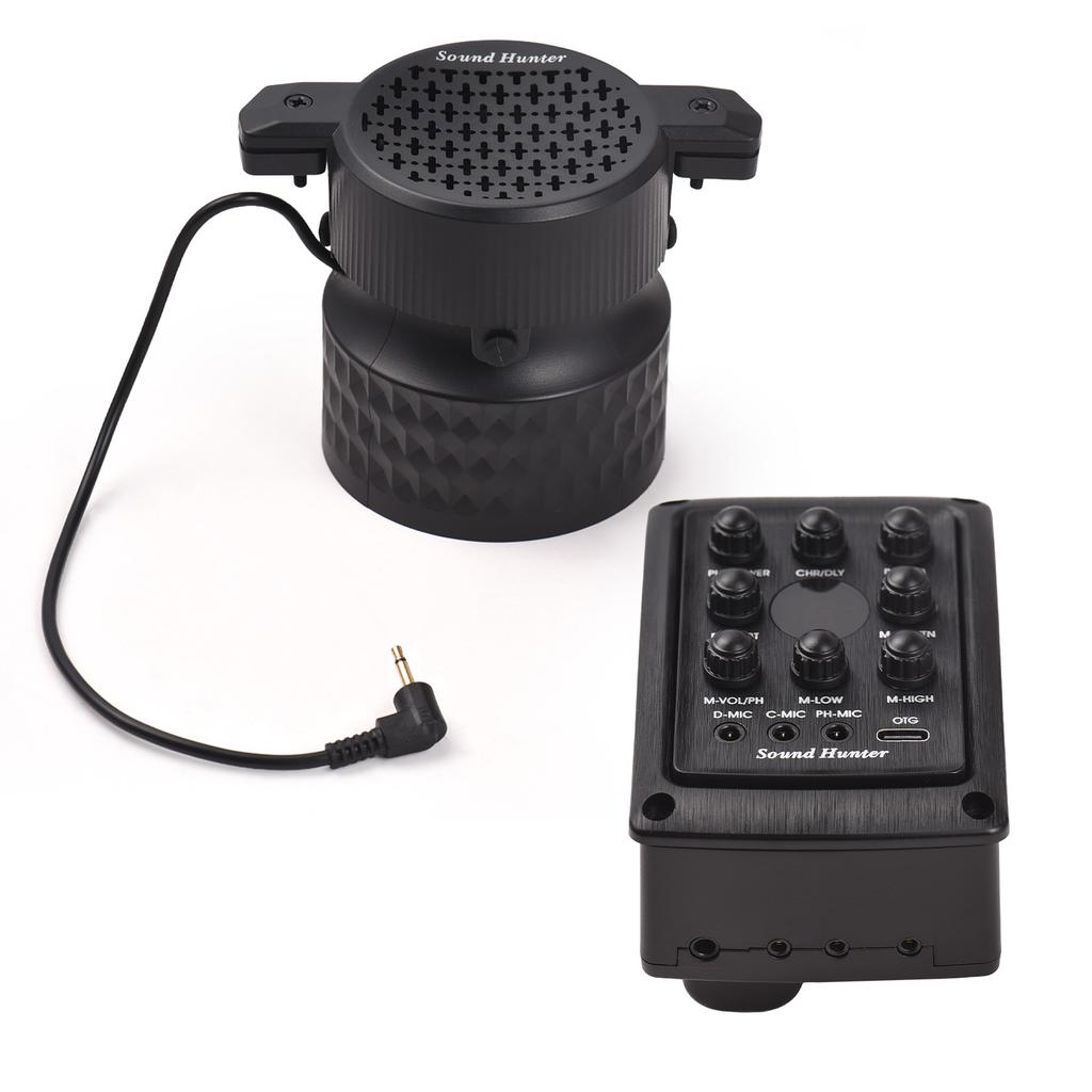 Sound Hunter Guitar Pickup Wooden with 8W Speaker Guitar Sound Hole Pickup Board Chorus Delay