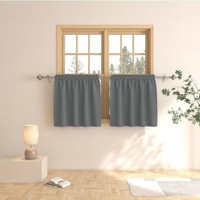 3-Layer Woven Sheer Curtain Panel Kitchen Bathroom Cafe - Light Filtering Striped Design Multiple Colors Sizes