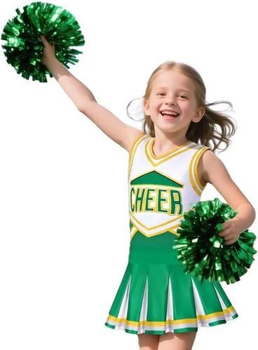 Girls  Cheerleader Costume, Cheerleader Outfit With Pom-po 7-8 Years зелёный