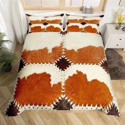 Cowhide Duvet Cover Twin King Farm Animal Bedding Set Western Patchwork Comforter Cover Microfiber Cow Fur Print Bedspread Cover