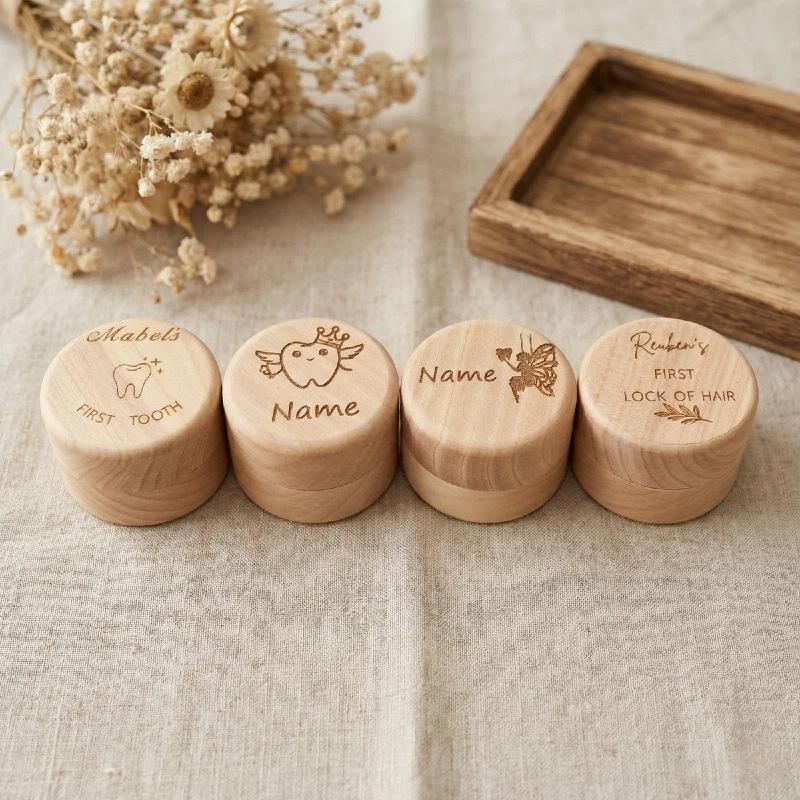 1Pcs Unfinished Wood Keepsake For Baby Teeth Hair & Memories Wooden Tooth Fairy Box Home Decor Birthday Gift