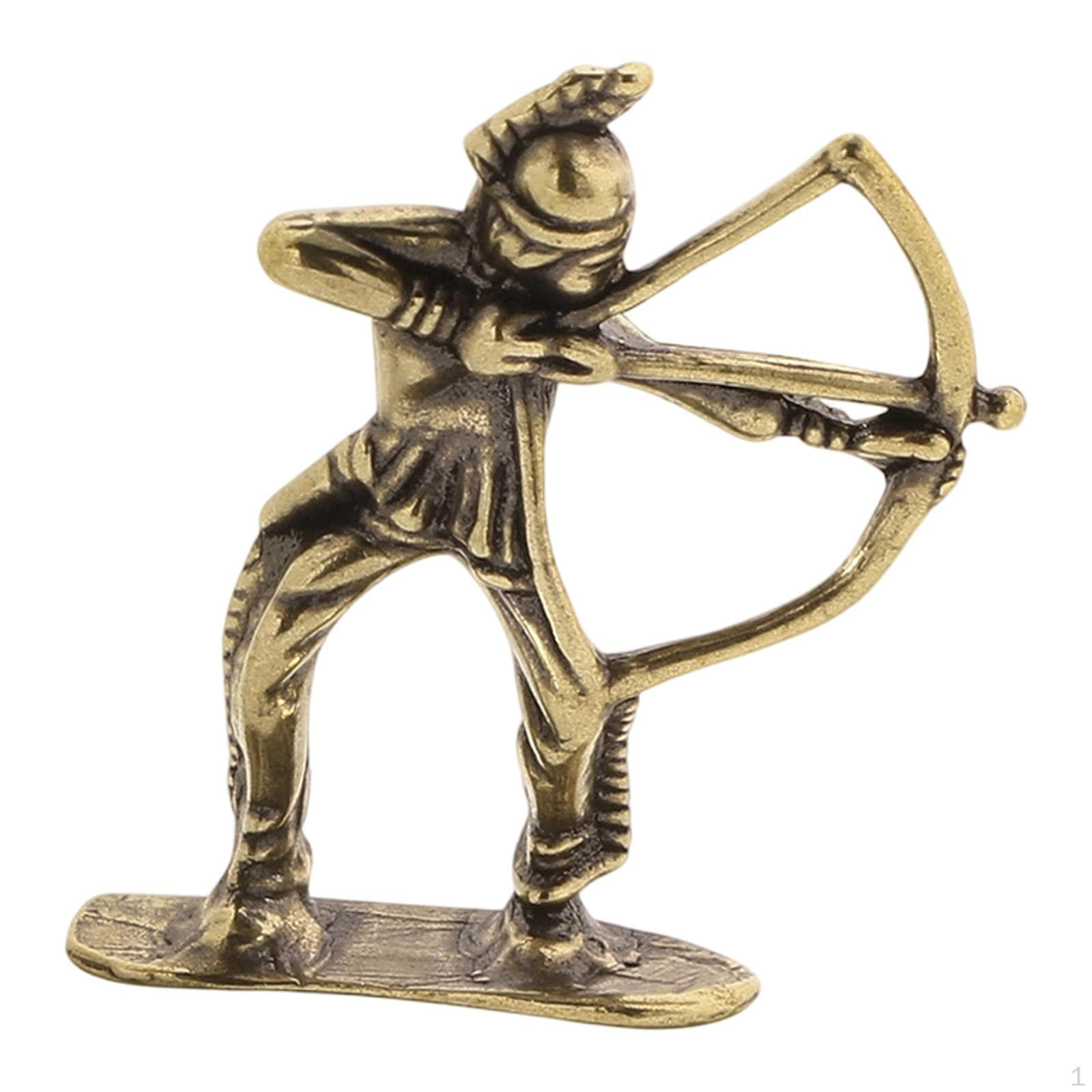 

Small Brass Statue Desktop Figure Table Centerpiece Sculpture Miniature Figurine for Family Friends with Bow