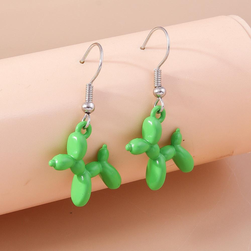 Cute Candy Color Balloon Dog Earrings for Women Girls Cartoon Animal Drop Earrings Jewelry Gifts