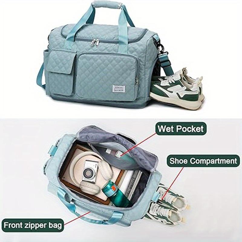 Women's Weekender Bag with Shoe Compartment & Expandable Toiletry Bag - Durable Oxford Fabric Travel Duffel, Spacious Overnight Tote for Gym, Hospital