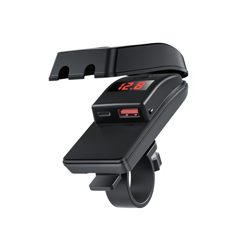 

Dual USB Port Motorcycle Charger Handlebar Mounting Bracket Charger Phone Fast Charger Waterproof PD QC3.0 Fast Charging Adapter