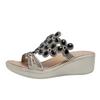 Fish mouth wedge sandals women's 20 summer new thick-soled waterproof table rhinestone sandals wish women's shoes