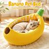 Bananenform Hundehütte Plüsch Weiches Haustierbett Lustige Hundehütte Haustierbedarf