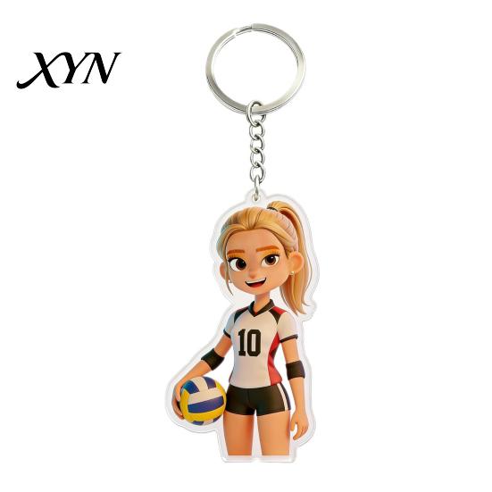Hängender Schlüsselanhänger Anhänger Acryl Volleyball Mädchen Schlüsselanhänger, Cartoon Spieler Auto Schlüssel Leichtes Charm-Ring, Schultaschen Rucksäcke Geldbörsen Sport