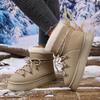 Women's Faux Fur Snow Boots, Metal Detail Slip-On Ankle Boots, Slimming Winter Booties with Lace-Up Option
