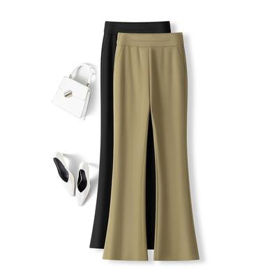 2025 New Women's High Waist Slim Flared Pants with Elastic Waist - Spring Casual Style