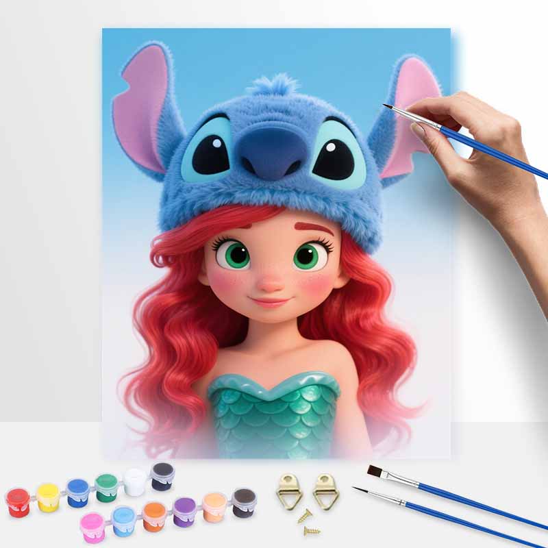Disney Stitch Ariel oil painting digital painting art kit handmade diy gifts home decorations 20x30cm
