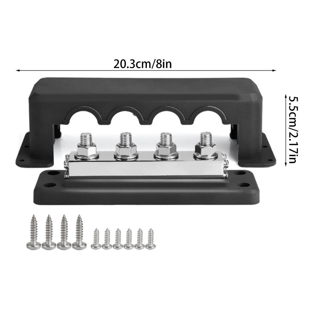 Heavy Duty 600A Bus Bar Power Distribution Block Busbar Box (3/8") Terminals Studs Module Design 48V