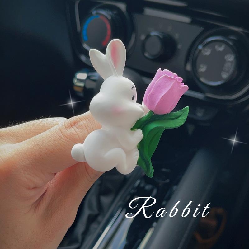 Rabbit Tulip Bouquet Car Air Freshener - Cute Stone Diffuser Ornament