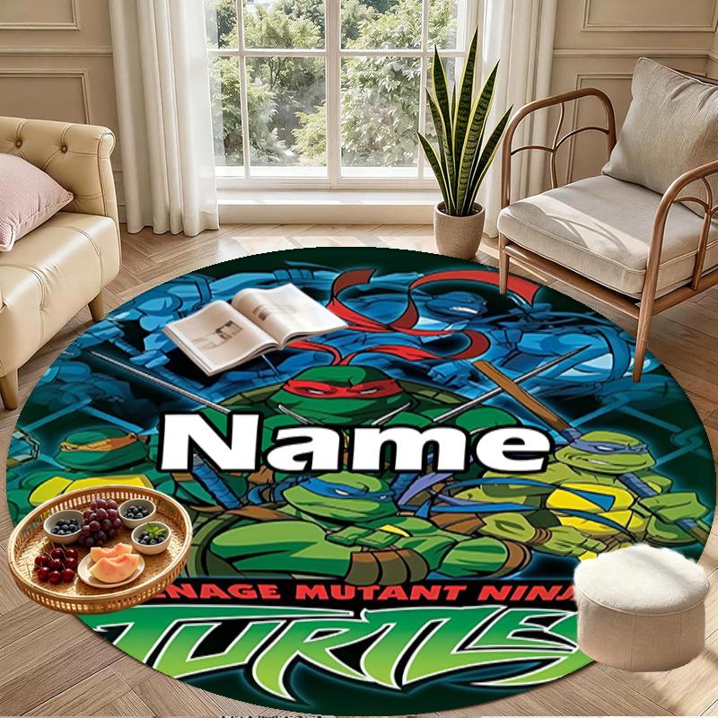 Custom Name Personalized Gamer Print Round Rug, Versatile Home Decor Carpet, for Playroom, Apartment, Balcony, Entryway, Hallway Gift