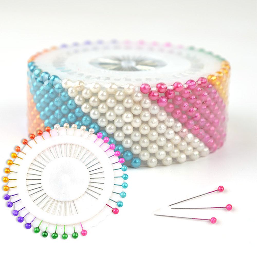 480 Pezzi 1,5" Spilli Colorati Rotondi Perla Testa Dritta Spilli da Sartoria & Cuscini Portaspilli Strumento per Artigianato