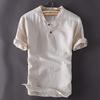 Premium Quality Usa Men's Pullover Linen Short Sleeves Shirts In Solid Cotton Fabric