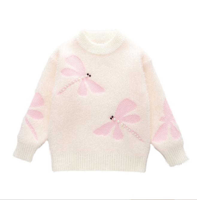 Autumn Winter Children's Sweater Pullover Round Neck Knitwear Mink Down Children's Western Cartoon Long Sleeve Sweaters