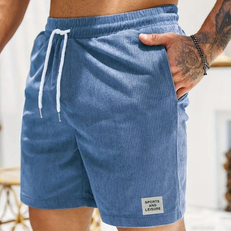Summer Men Corduroy Sweatpants Casual Shorts Men's Beach Shorts Basketball Short Trousers Solid Color Label Sportswear Men