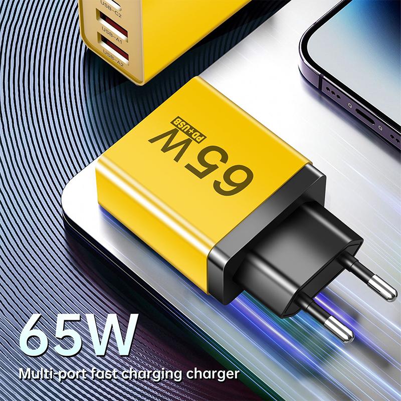 65W Fast Charger 4 Ports PD USB Type C Quick Charge Wall Phone Charger Adapter EU/US/UK/AU Plug Universal For IPhone 16 Xiaomi