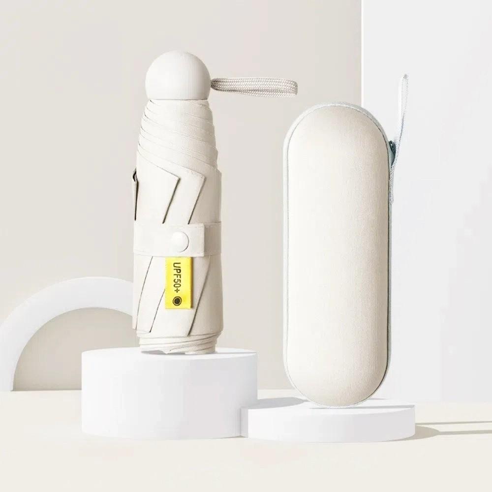 New Mini Capsule Folding Umbrella UPF50+ with Box Pocket Parasol Dual Use Protection UV Sunshade Sun Rain Umbrella for Outdoor