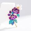 Elegant Peony Flower Brooch Pin for Women with Enamel and Pearls Embellishments Jewelry Accessory for Banquet or Party