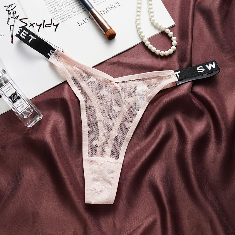 

Женские сексуальные сетчатые трусики-стринги женские с низкой талией и буквенным принтом модные спортивные удобные женские трусы M розовый
