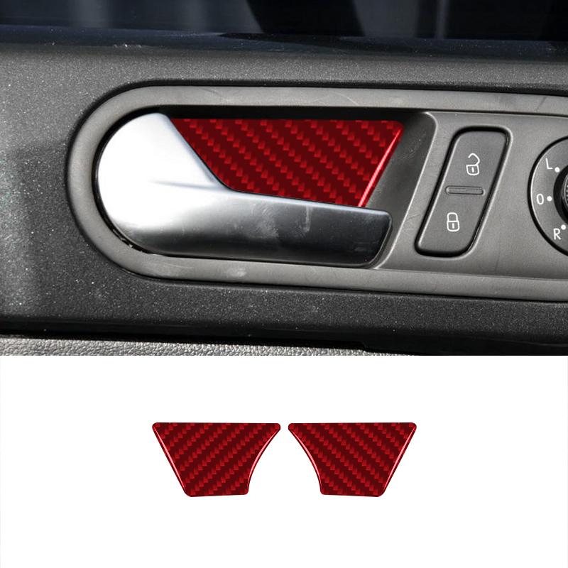 2PCS Real Carbon Fiber Car Inner Door Handle Bowl Panel Decorative Sticker For Volkswagen Beetle 2012-2019 Interior Accessories
