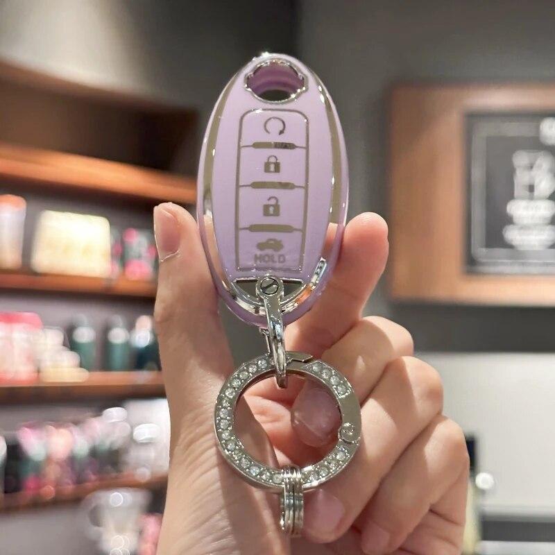 

Чехол-брелок с блестящим ремешком для ключей для Altima Coupe Armada GTR Maxima Murano Cross CABRIOLET Rogue Versa Protector