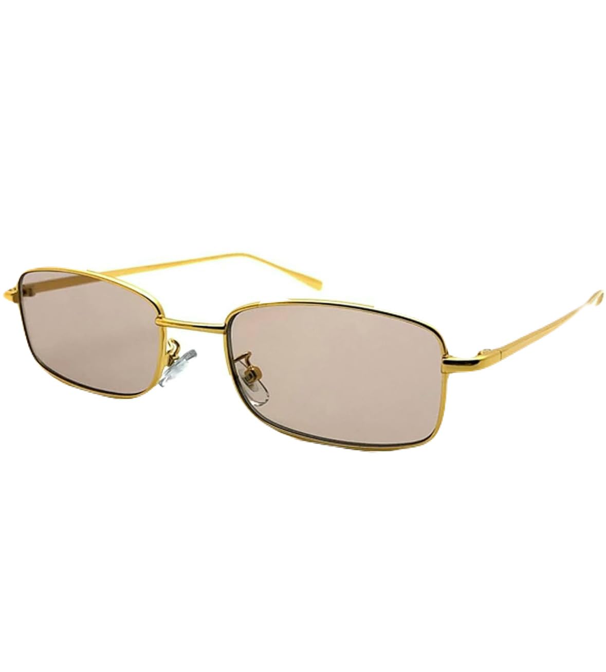 Sunglasses, fashion glasses, men s and women s, with colored lenses, thin lenses, metal frame, mellow mart (light brown)