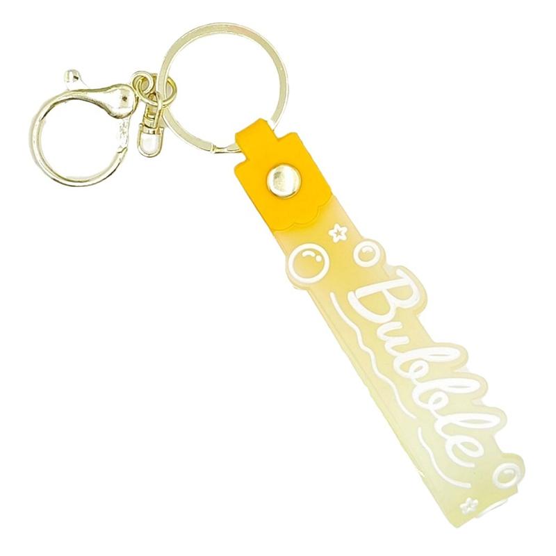 Transparent Pvc Soft Rubber Rope Keychain English Small Flower Jelly Color Plum Blossom Candy Color Drop Adhesive Wristband
