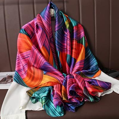 180 * 90cm Summer Women'S New Medium To Long Scarf Shawl Breathable Sunscreen Fashionable Versatile Premium Silk Scarf