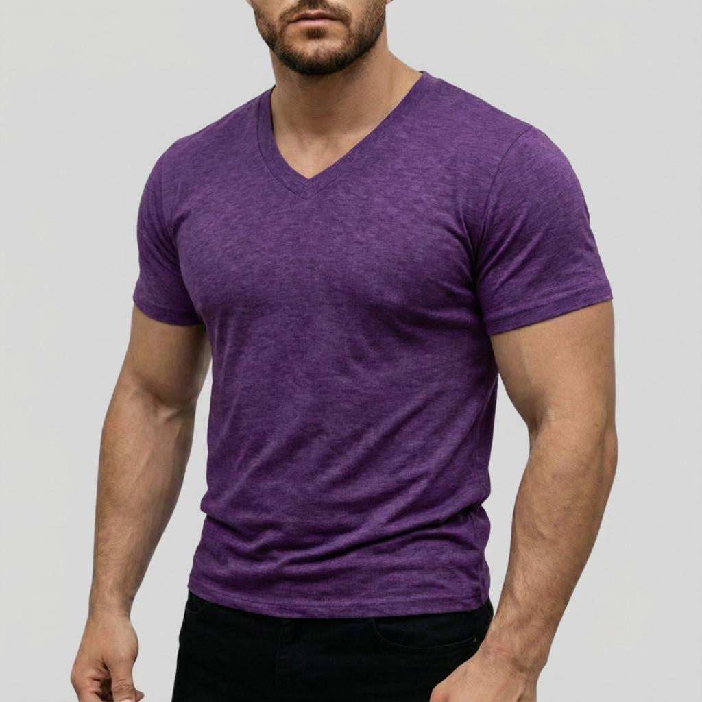 Herren Casual -farbig Elastisches Gewebe Kurzärmlig Rundhals Oberteil