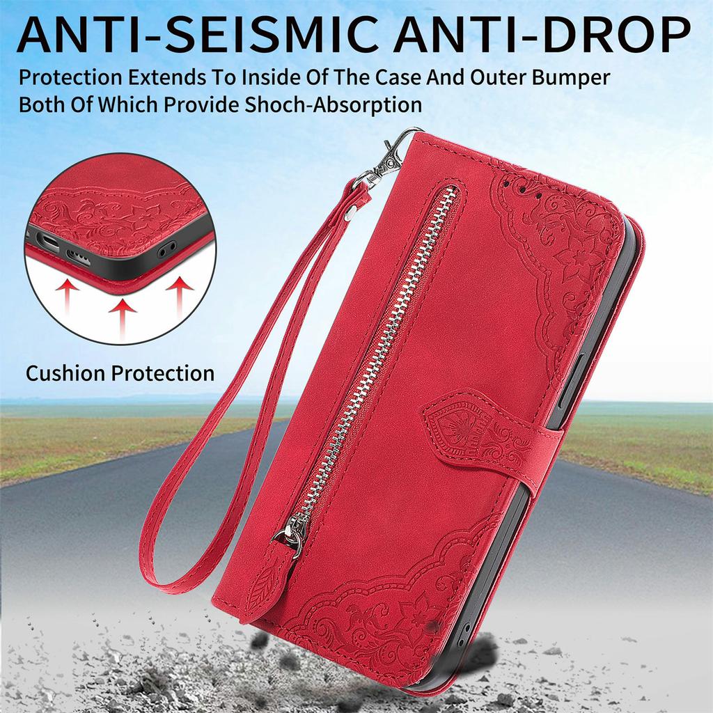 For Samsung Galaxy S26 Wallet Case Butterfly Floral Imprint PU Leather Phone Cover with Wrist Strap